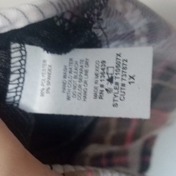 🌰 SJS. Women's quarters sleeves black /gray top sweet shit plaid hem 1X - Picture 6 of 8